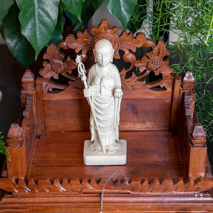 Earrings Sacred Statues Wooden Jizo Woman Statue