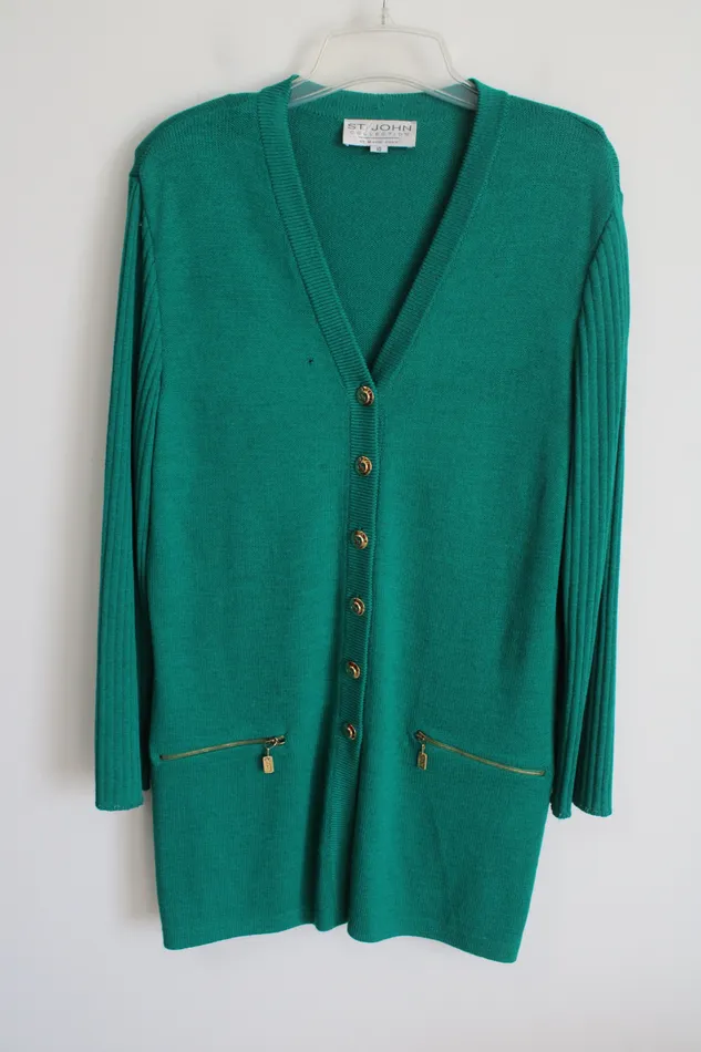 Earrings St John St John Collection By Marie Gray Green Knit Long Cardigan 10 Earrings St John St John Collection By Marie Gray Green Knit Long Cardigan 10