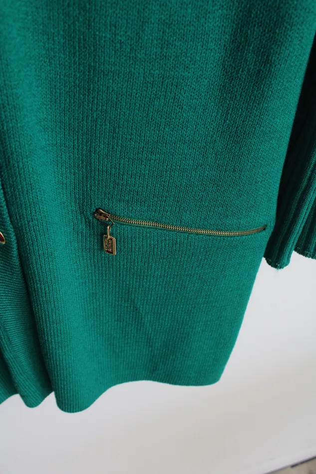 Earrings St John St John Collection By Marie Gray Green Knit Long Cardigan 10