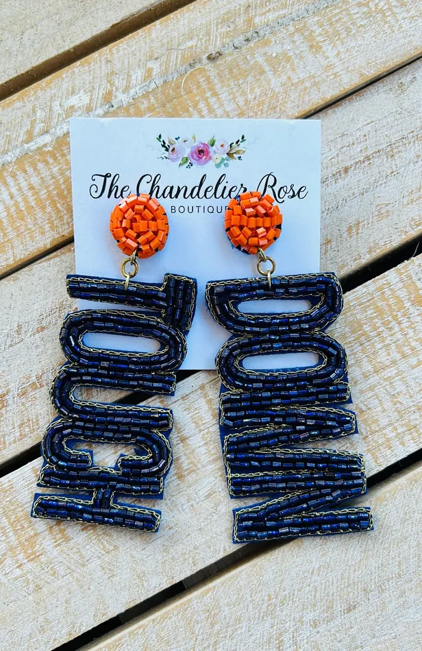 Earrings The Chandelier Rose Boutique Navy Touchdown Earrings