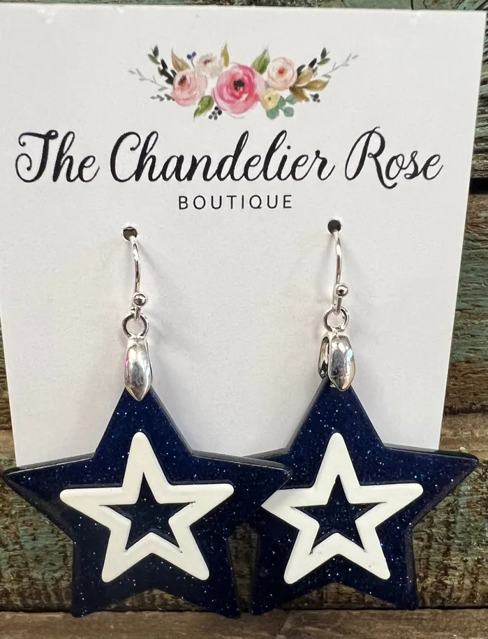 Earrings THE NAVY GLITTER STAR DANGLE EARRINGS ACE WHOLESALE