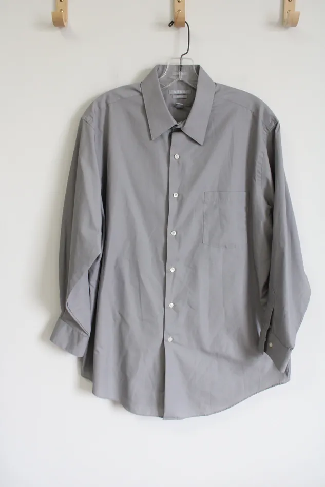 Earrings Van Heusen Van Heusen Poplin Gray Fitted Button Down Shirt 16 12 3233