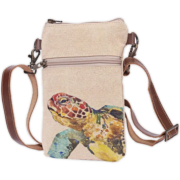 Earrings VILLA2INC Cott N Curls Sea Turtle Cotton Canvas Sling Cellphone Bag