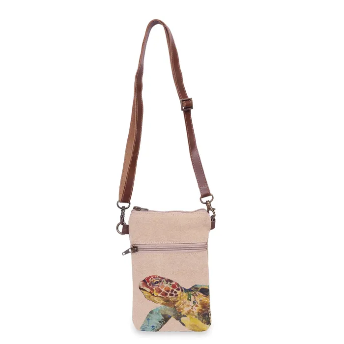 Earrings VILLA2INC Cott N Curls Sea Turtle Cotton Canvas Sling Cellphone Bag