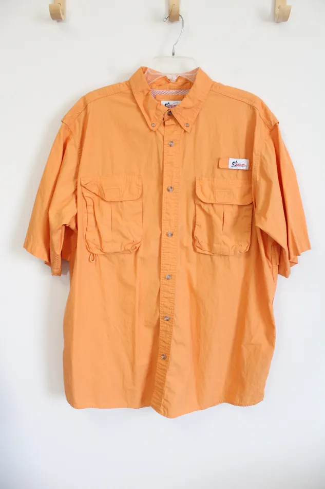 Earrings World Wide Sportsman Worldwide Sportsman Orange Button Down Shirt 2XL