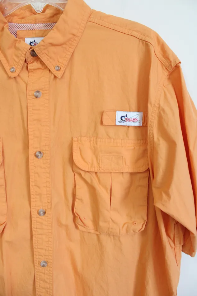 Earrings World Wide Sportsman Worldwide Sportsman Orange Button Down Shirt 2XL