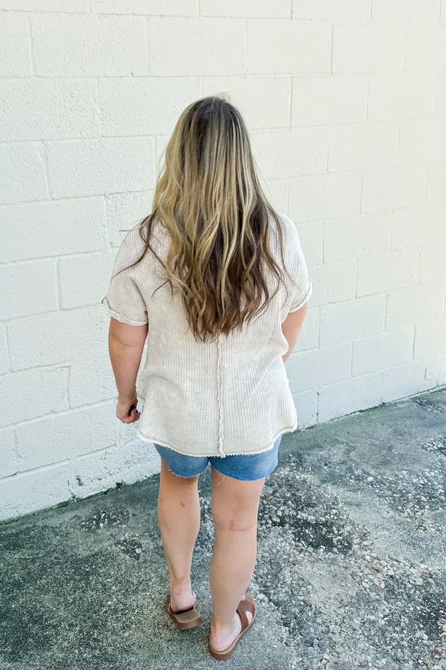 Earrings Zenana Back Then Right Now Waffle Knit Top Sand Beige
