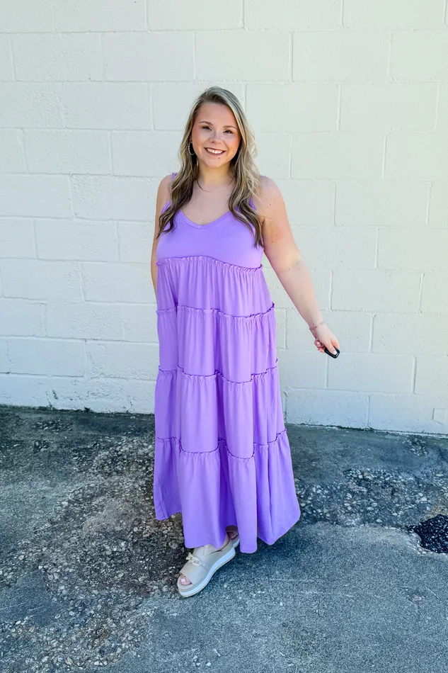 Earrings Zenana Olivia Tiered Maxi Dress Lavender