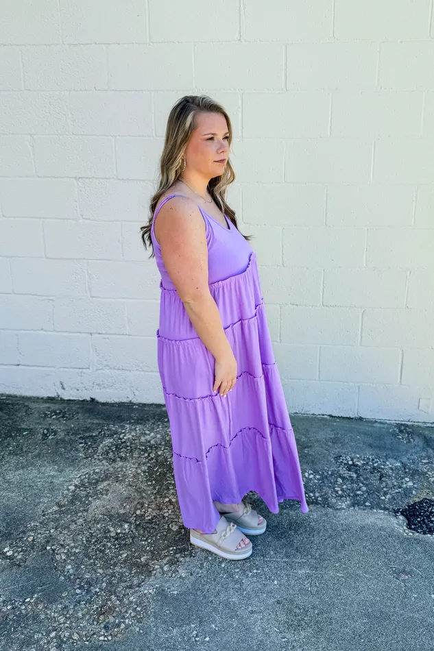 Earrings Zenana Olivia Tiered Maxi Dress Lavender
