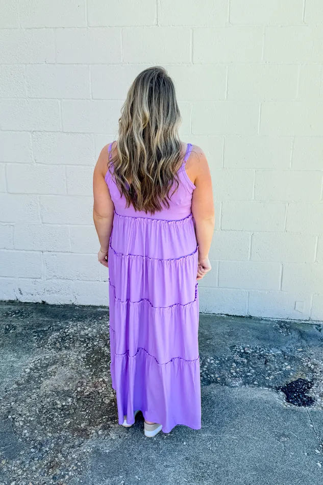 Earrings Zenana Olivia Tiered Maxi Dress Lavender