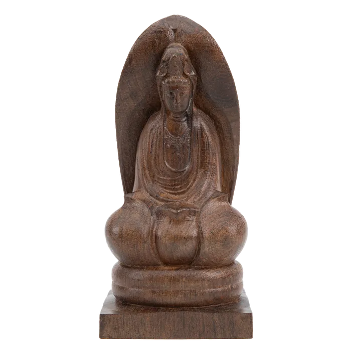 Eastern Elm Bodhisattva Seated Kuan Yin Statue Earrings