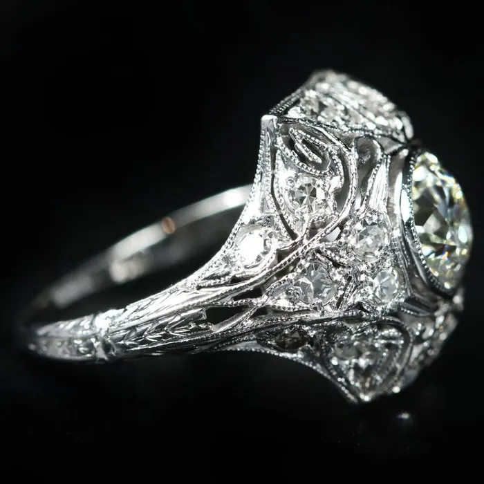 Edwardian Platinum 107 Carat Old European Cut Diamond Ring K Goldschmidt Rings