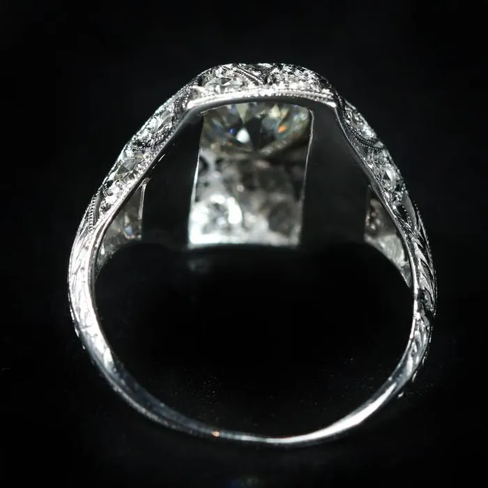 Edwardian Platinum 107 Carat Old European Cut Diamond Ring K Goldschmidt Rings