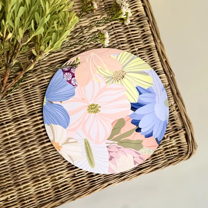 ELSJE DESIGN Rings Pastel Flower Round Placemat