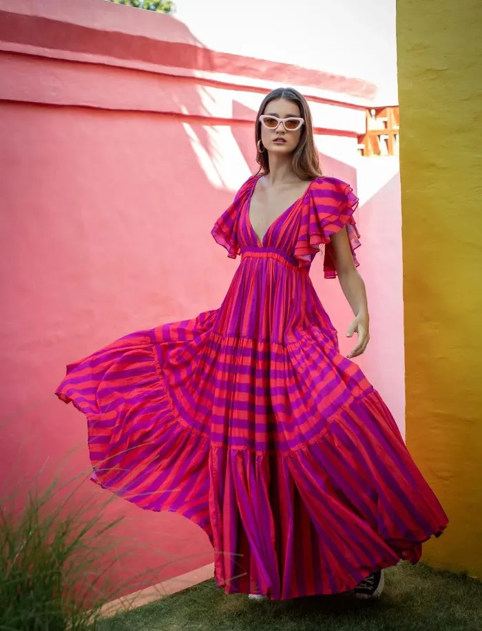 Erika Pea Earrings VALE MAXI DRESS STRIPE