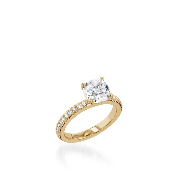 Essence Cushion Yellow Gold Engagement Ring John Atencio Rings