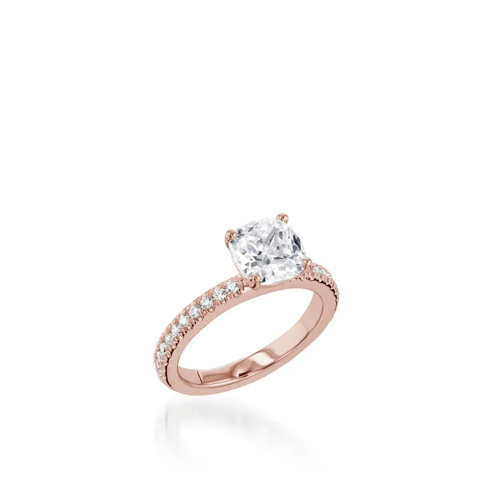 Essence Cushion Yellow Gold Engagement Ring John Atencio Rings