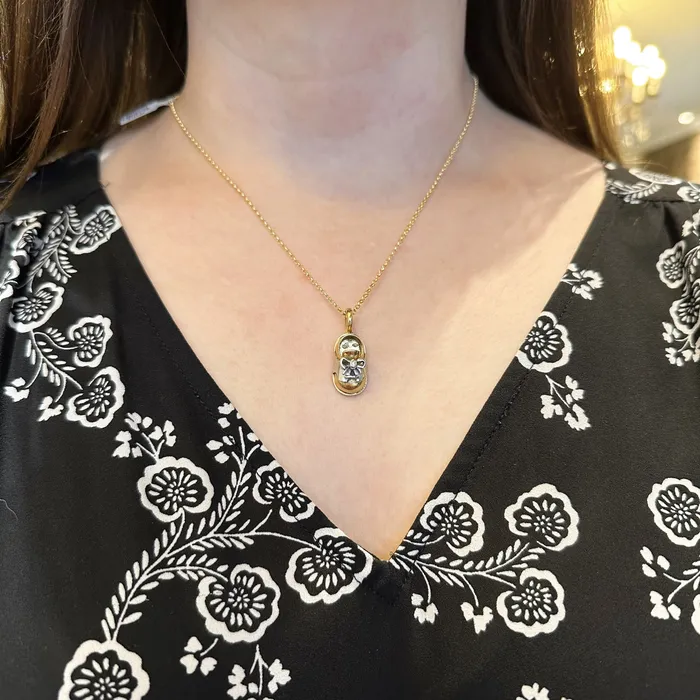 Estate Aaron Basha 18K Gold and Diamond Baby Saddle Shoe Charm OTC PreStyled Sets