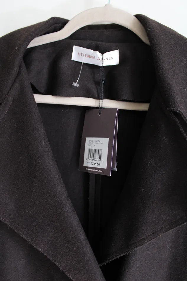 Etienne Aigner Earrings NEW Etienne Aigner Espresso Wool Trench Coat