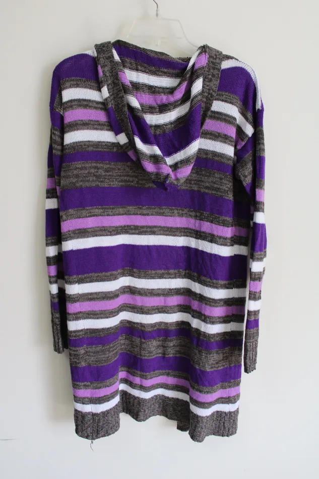 Evelyn Taylor Purple Striped Knit Long Cardigan S Evelyn Taylor Earrings