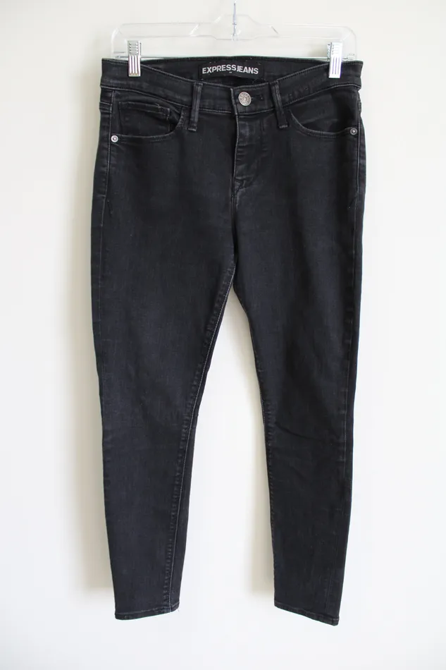 Express Express Legging Mid Rise Black Jean 6 Short Rings