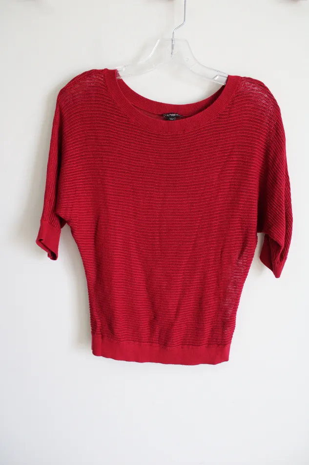 Express Red Knit Top S Express Earrings