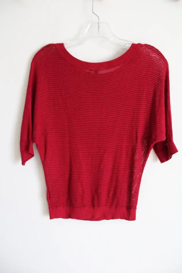Express Red Knit Top S Express Earrings