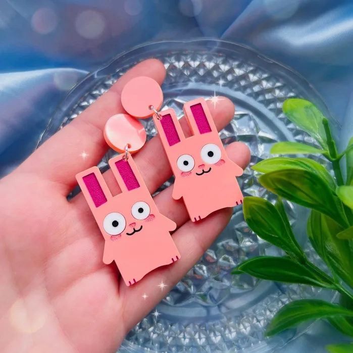 Freezer Bunny Acrylic Earrings Keychain Pin KGF Jewelry Earrings