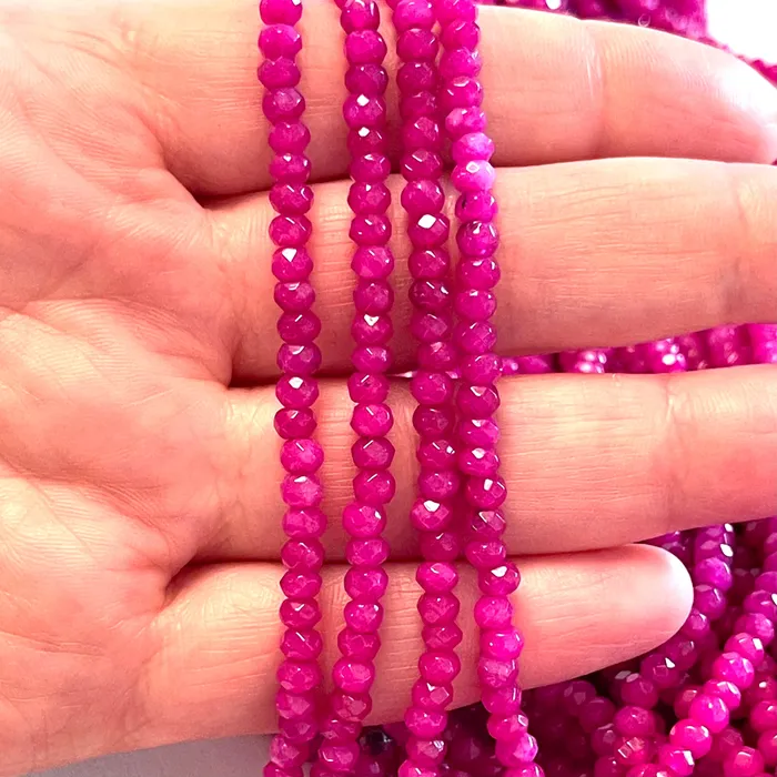 Fuchsia Jade 4mm Faceted Rondelle Fuchsia Jade BeadsGemstone BeadsNatural Gemstone Peppy Beads Earrings