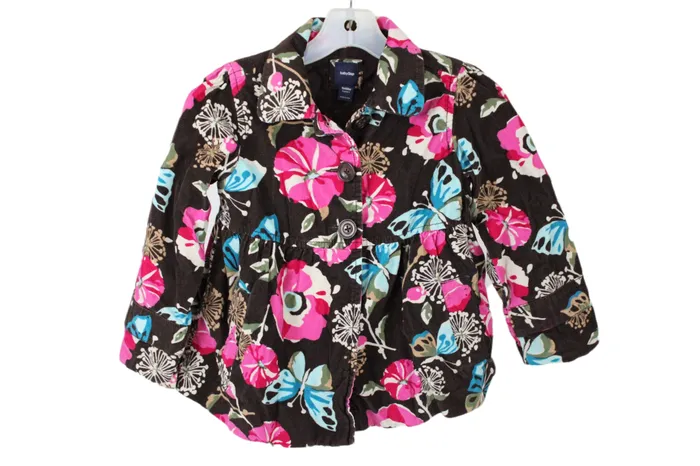 Gap Baby Gap Brown Floral Corduroy Jacket 5 Rings