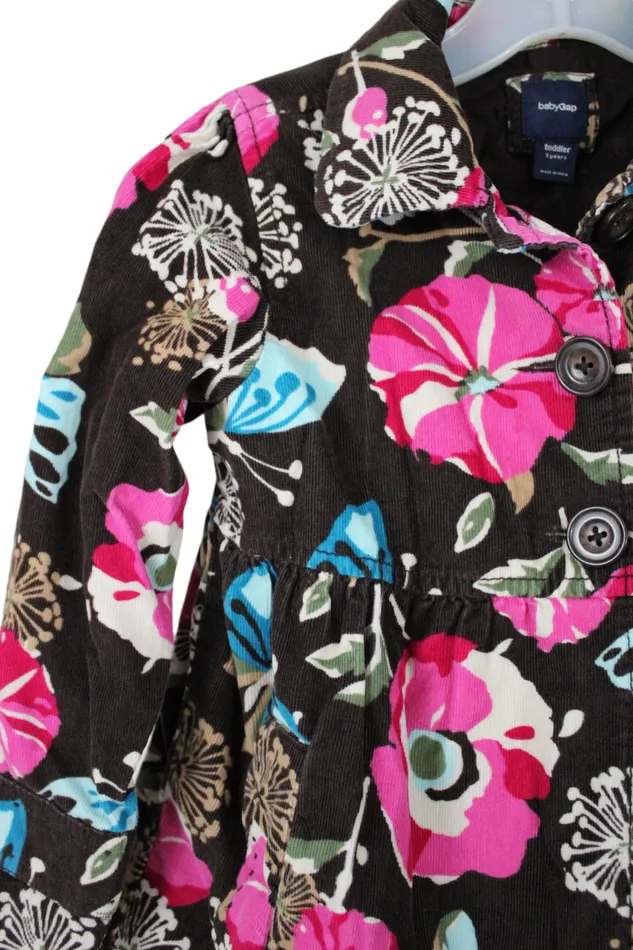 Gap Baby Gap Brown Floral Corduroy Jacket 5 Rings