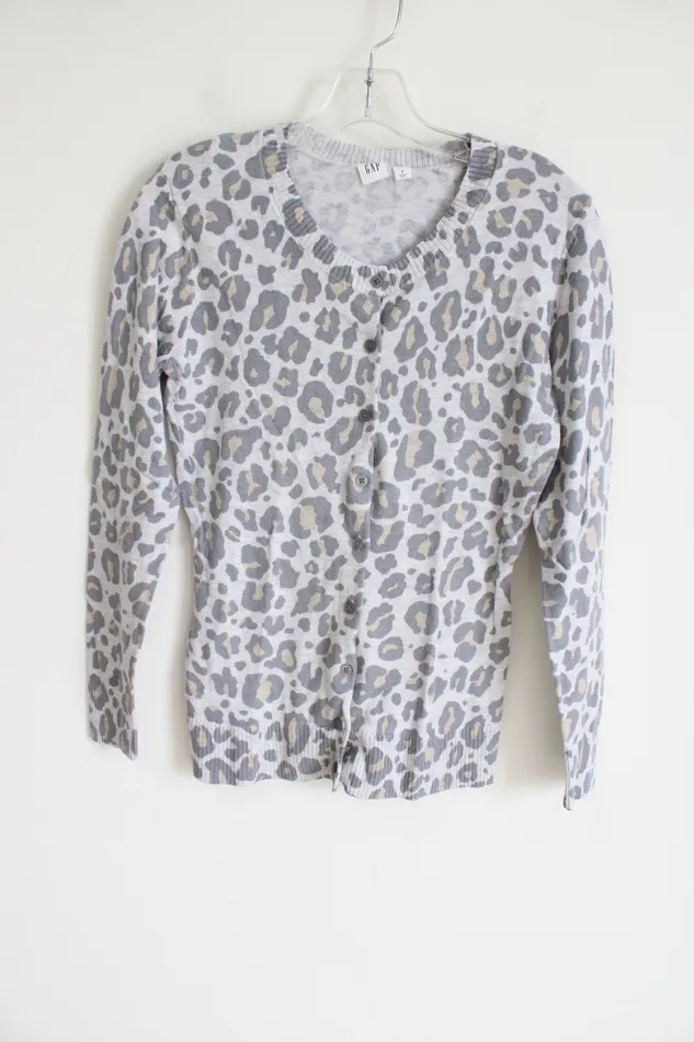 Gap Gray Leopard Print Knit Cardigan S Gap Earrings