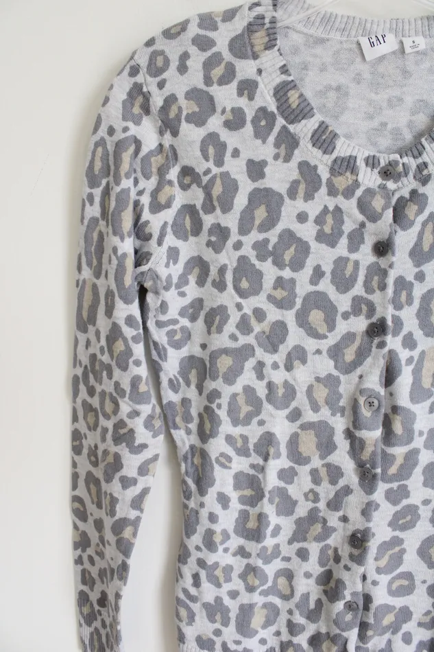 Gap Gray Leopard Print Knit Cardigan S Gap Earrings