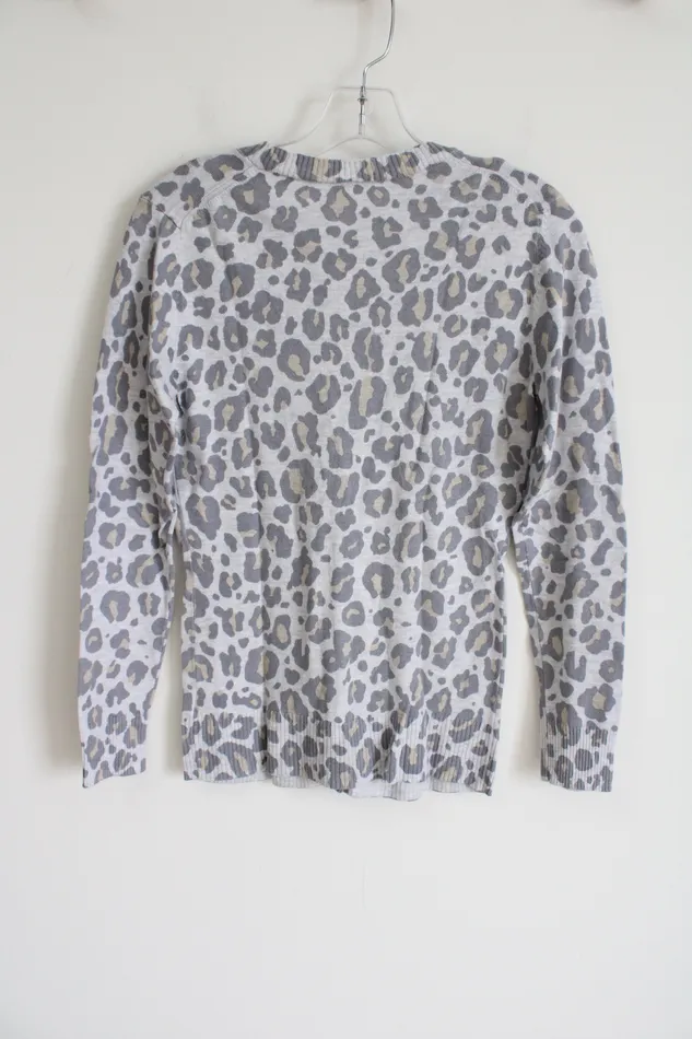 Gap Gray Leopard Print Knit Cardigan S Gap Earrings