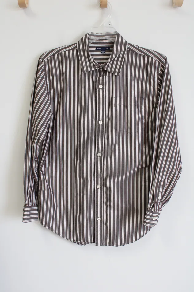 Gap Kids Brown White Striped Button Down Shirt Youth XXL 20 Gap Rings