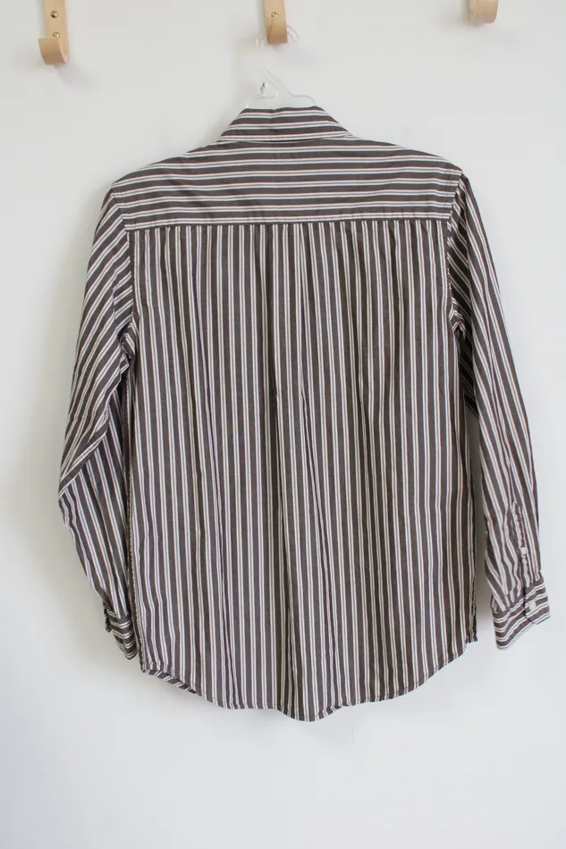 Gap Kids Brown White Striped Button Down Shirt Youth XXL 20 Gap Rings