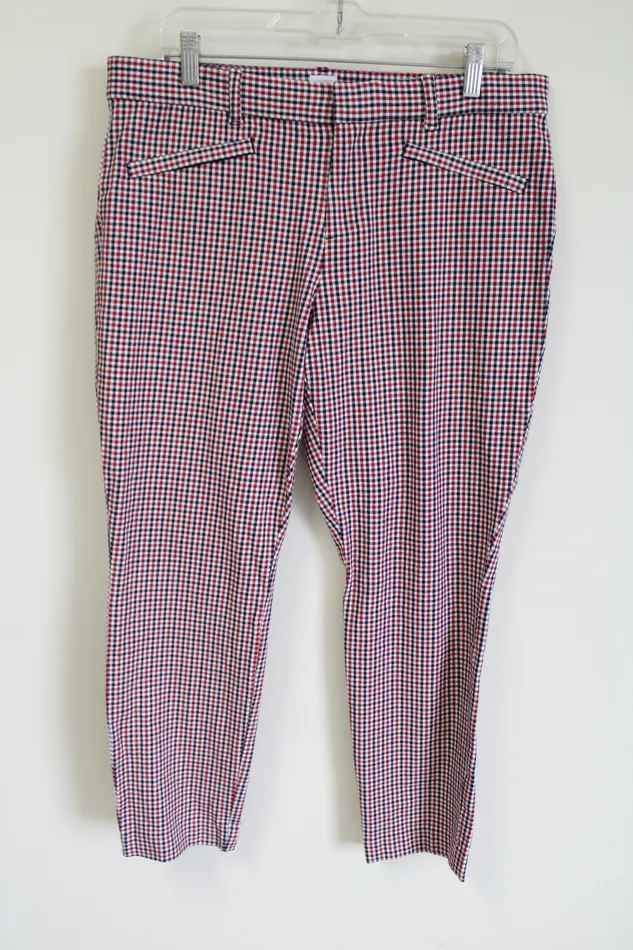 Gap Rings Gao Signature Skinny Ankle Red Plaid Blue Pant 12