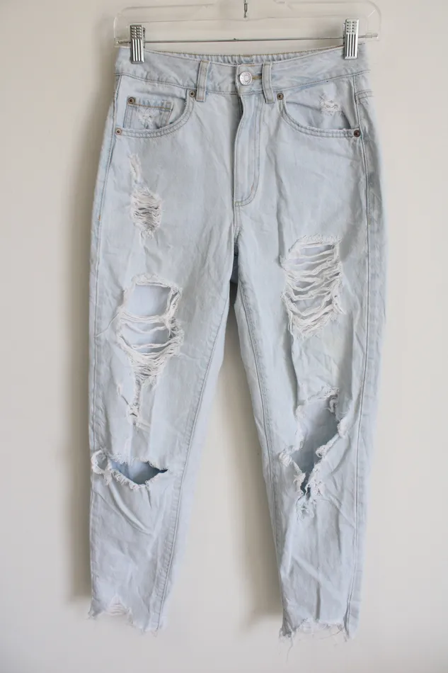 Garage Denim Light Wash Distressed Cut Off Mom Jeans 1 Garage Denim Necklaces