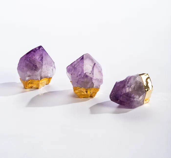 GEOCENTRAL Earrings Gold Gilded Amethyst Points