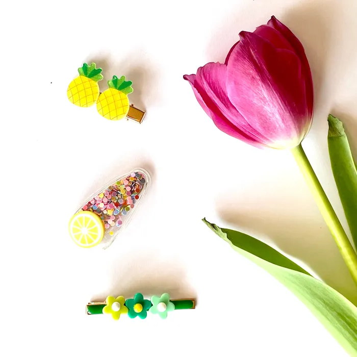 Girls Cartoon Hair Clips Pineapple Lemon Flowers iszi ONLINE Rings