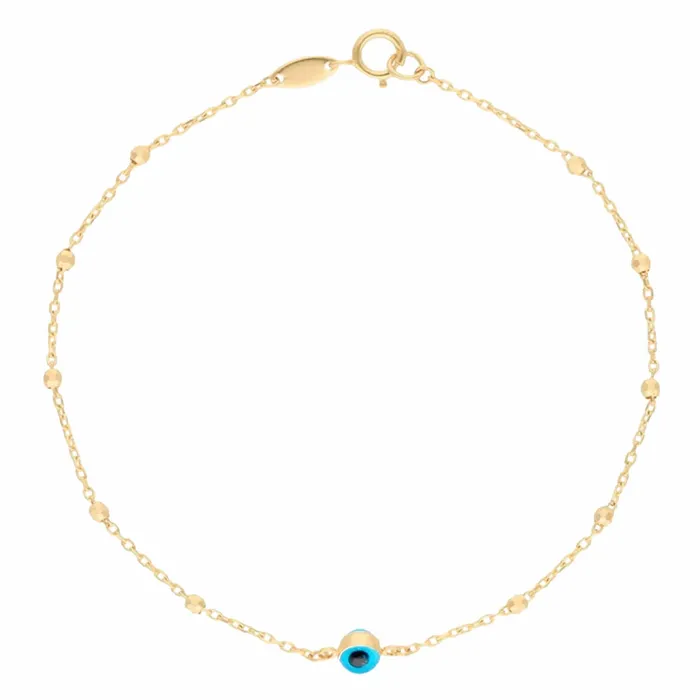 Gold Shield Necklaces Pulsera de Ojo Turco en Oro 10k