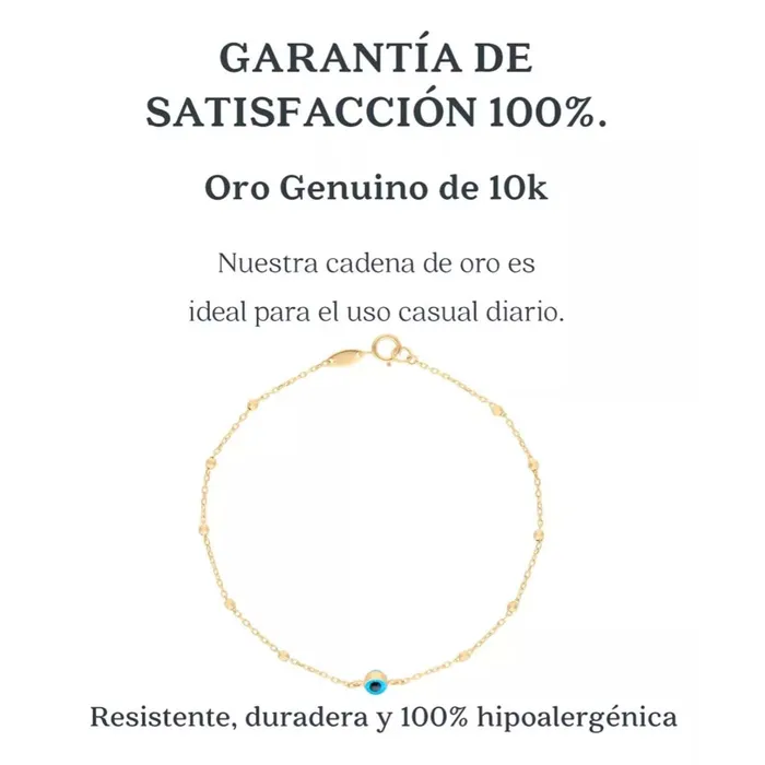 Gold Shield Necklaces Pulsera de Ojo Turco en Oro 10k