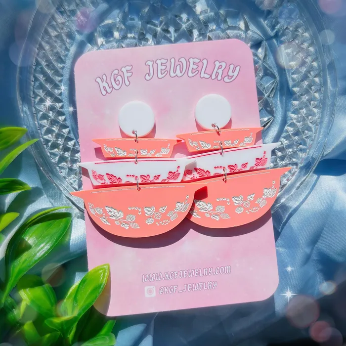 Gooseberry Pyrex Bowls Acrylic Earrings Keychain KGF Jewelry Earrings