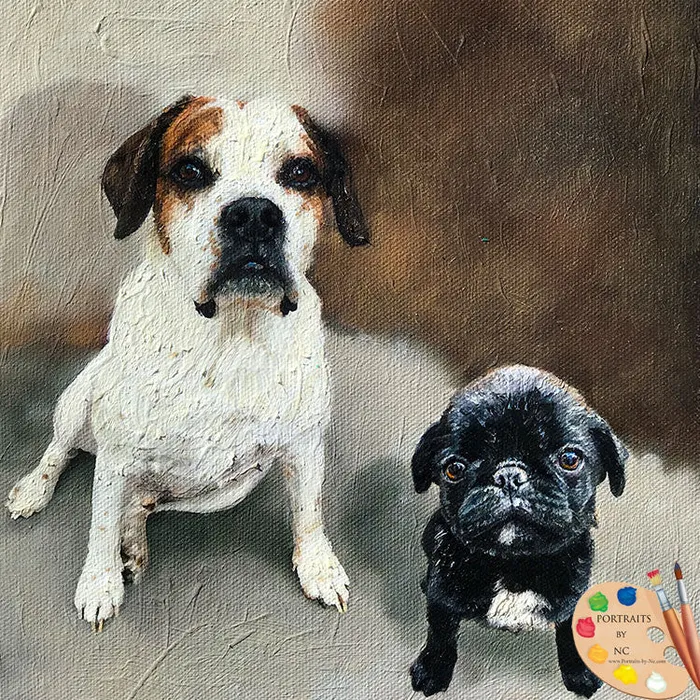 Group Dog Oil Portrait Portraits by NC Earrings