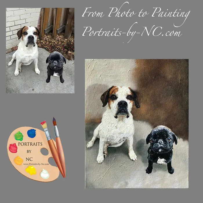 Group Dog Oil Portrait Portraits by NC Earrings