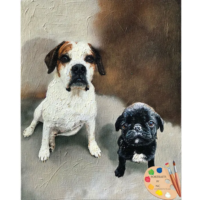 Group Dog Oil Portrait Portraits by NC Earrings
