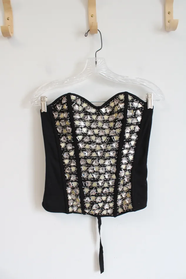 Guess Earrings NEW Guess Embellished Studded Rayna Bustier Top M