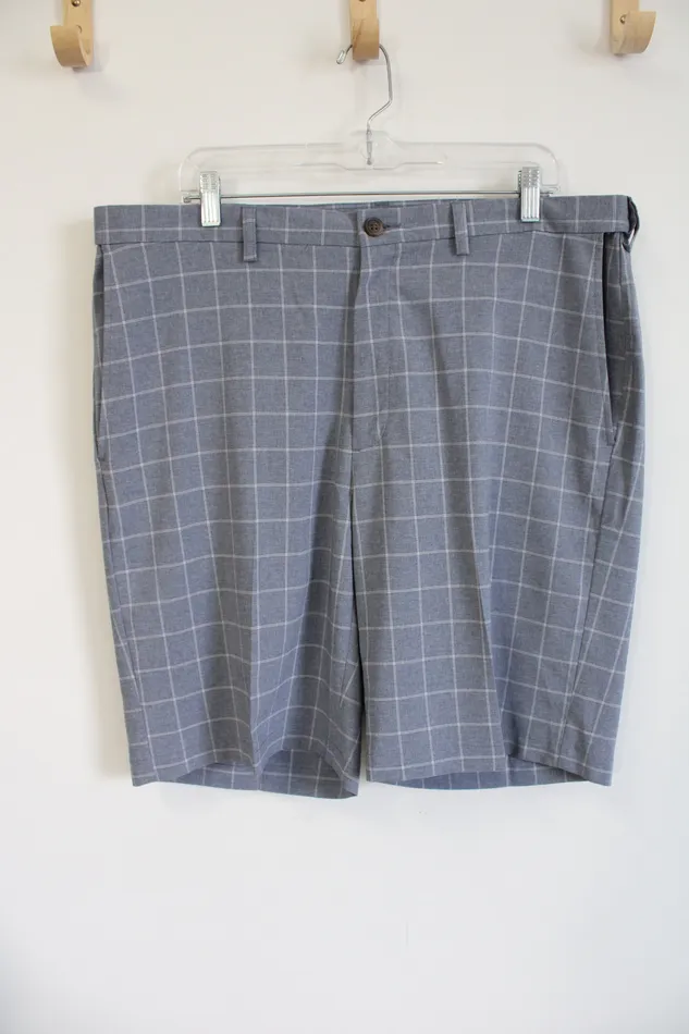 Haggar Cool18 Pro Gray Blue Plaid Shorts 38 Haggar Rings
