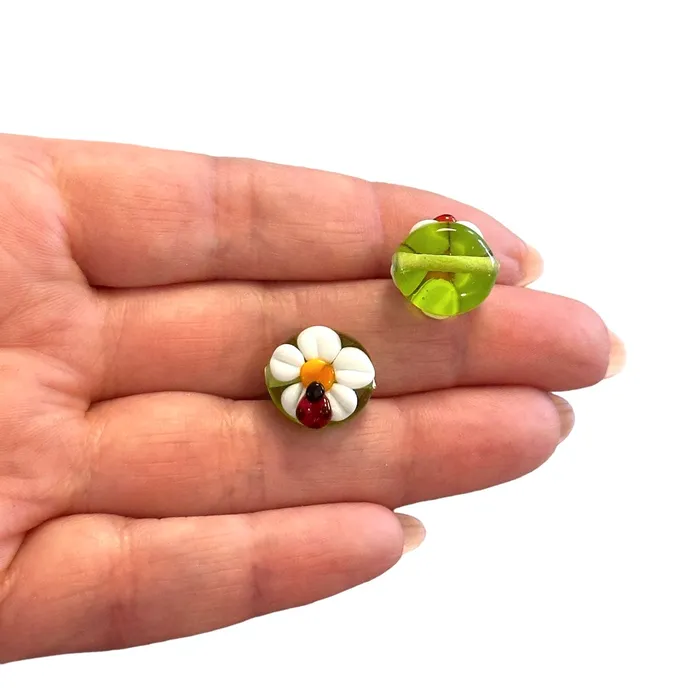 Hand Made Murano Glass DaisyLadybird Charm Peppy Beads Charm Necklaces