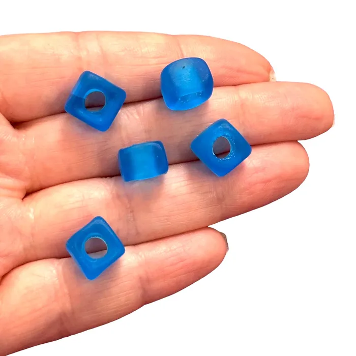 Hand Made Murano Glass Frosted Square Beads With 5mm Holes 5 pcs in a pack Peppy Beads Earrings Hand Made Murano Glass Frosted Square Beads With 5mm Holes 5 pcs in a pack Peppy Beads Earrings